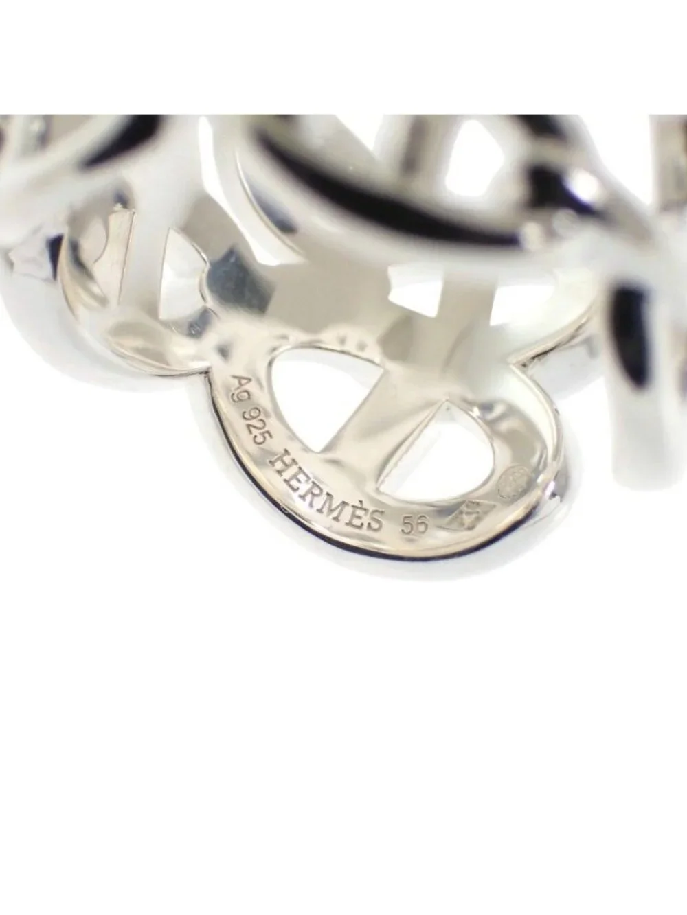 Hermes Chaine D'Ancre Enchainee Stamp Ring 925 Sterling Silver